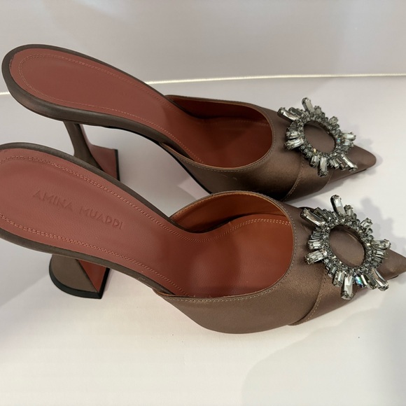 Amina Muaddi Begum Swarovski Crystal-embellished Satin Slingback Pumps - Picture 5 of 7